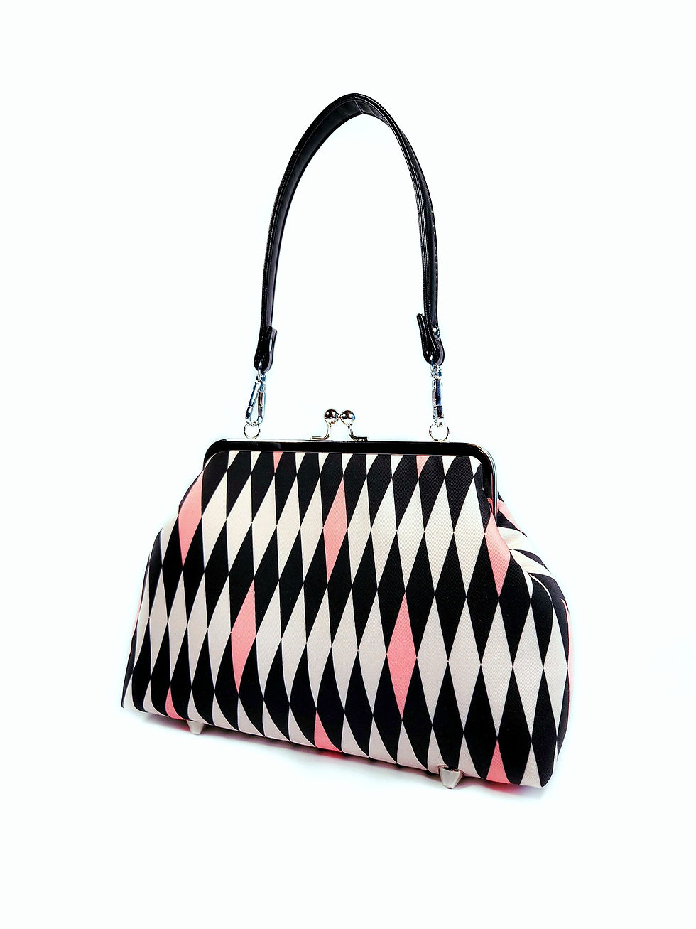 Thumbnail: Midcentury Glamour Pink Harlequin Kisslock Purse