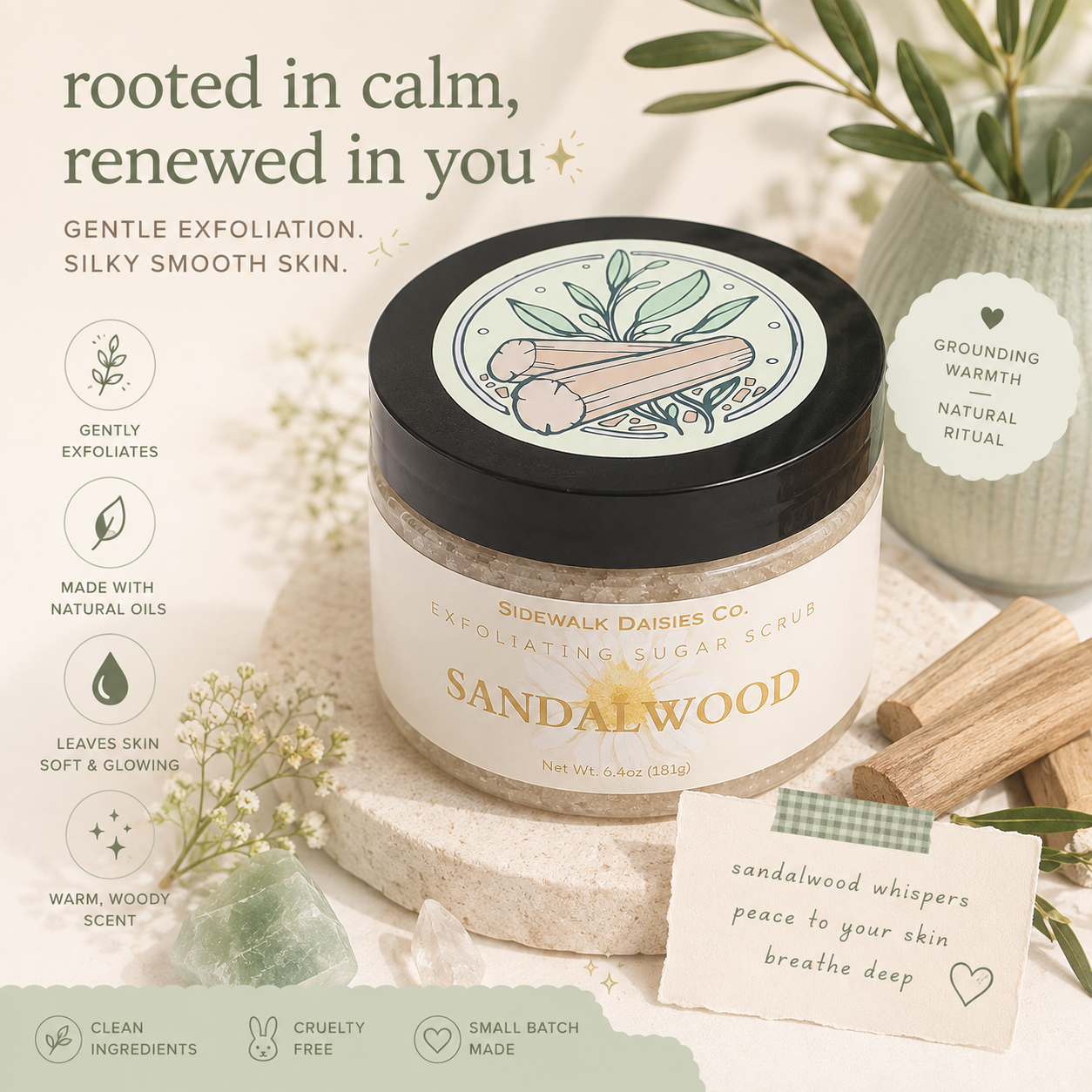 Exfoliating Sugar Scrub - Sandalwood Scented