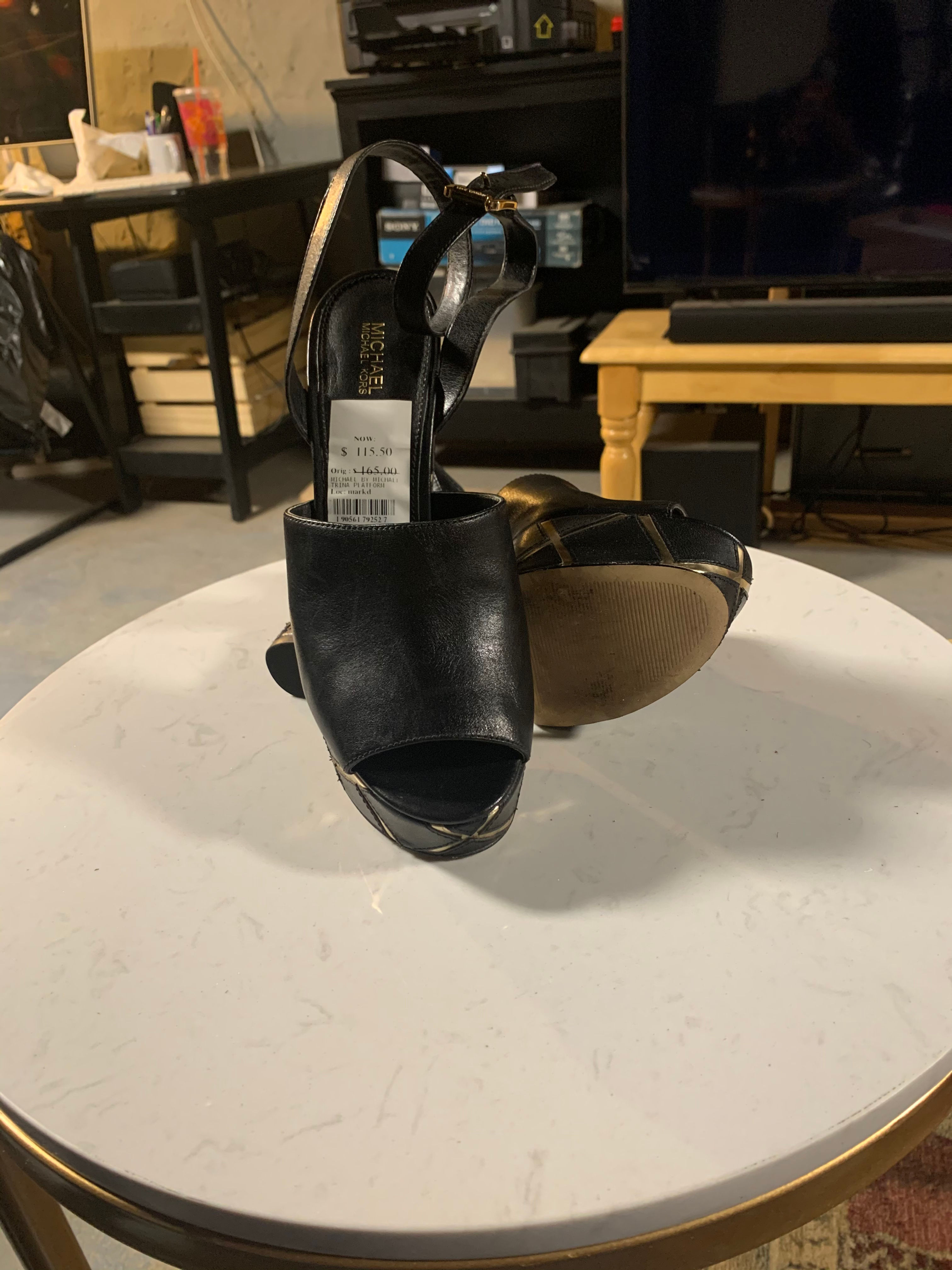 Michael Kors Leather Block Heels Size 8 Black