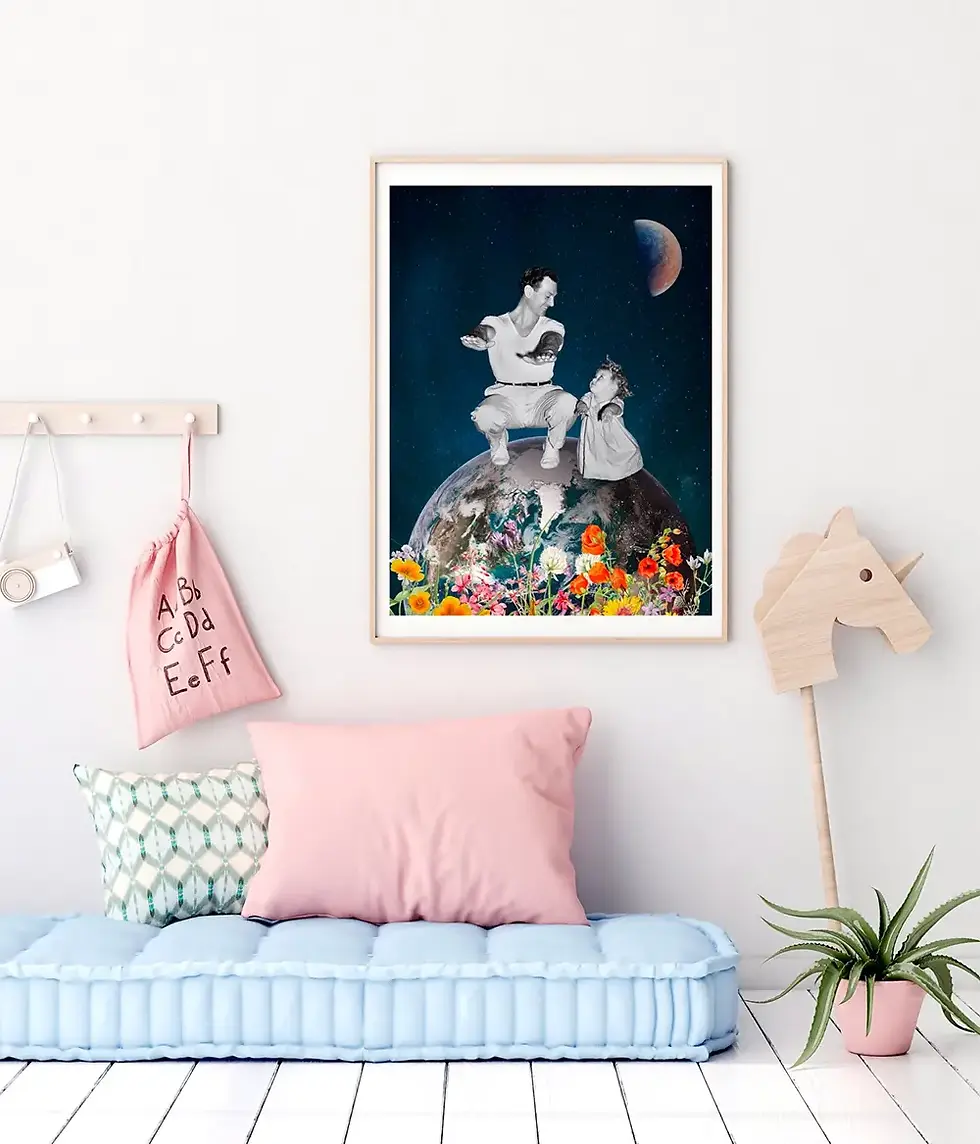 Miniature : Affiche Daddy Cool Flora Florae encadrée dans une chambre enfant – art rétro et floral