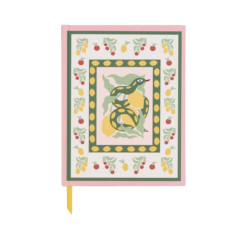 Carnet A Dopo Serpent à couverture au motif serpents et citrons et spirale dorée