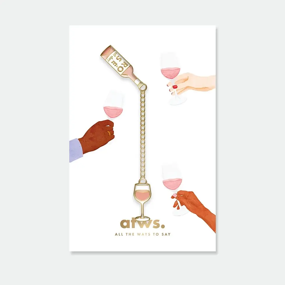 pin's chaîne Rosé All Day bouteille et verre en émail doré All the Ways to Say