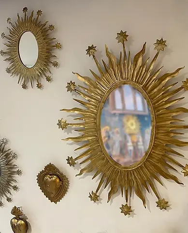 Miroir et cadre en laiton dorée