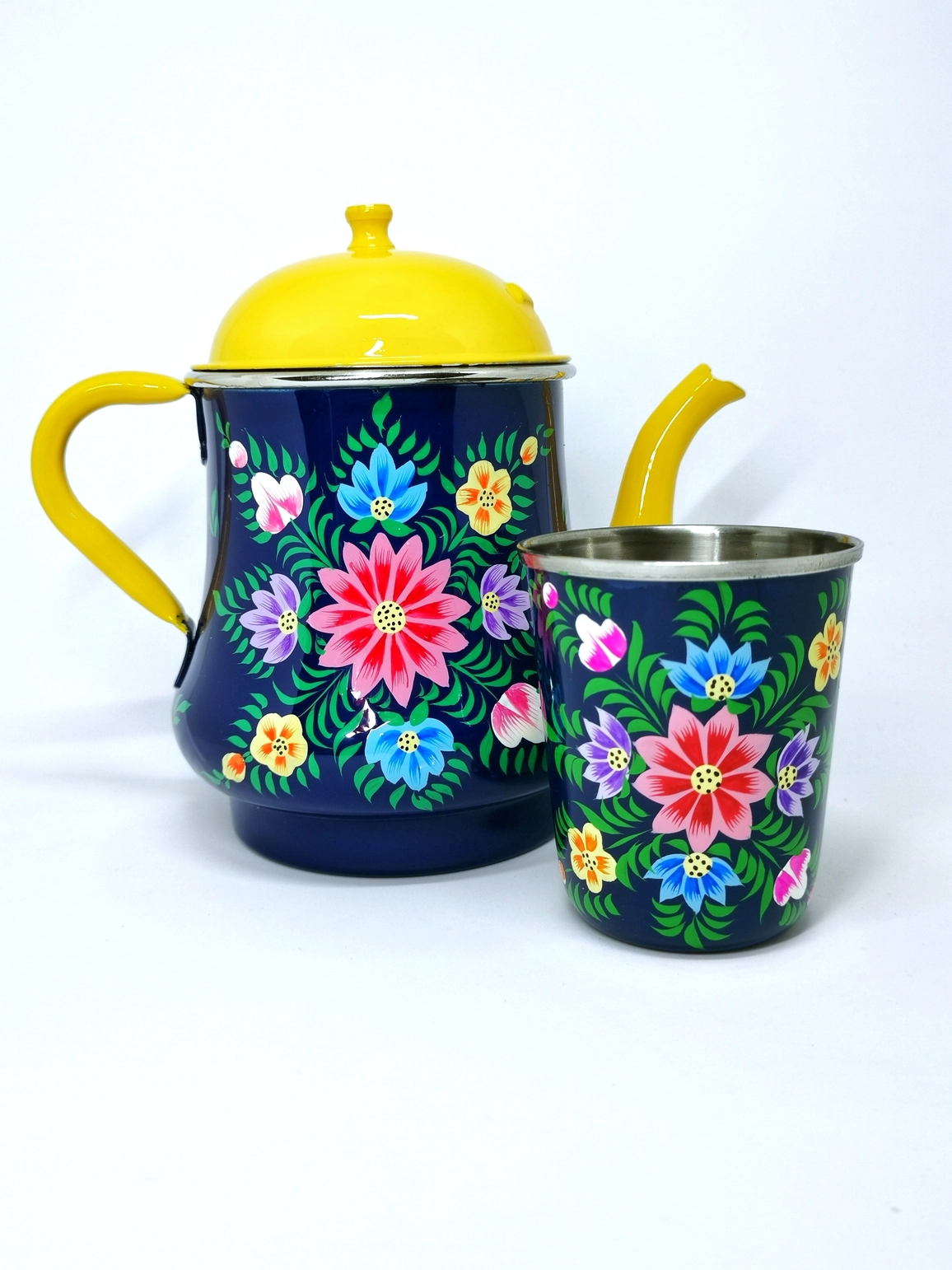Théière Rétro Jameson And Tailor Collection Paon - Fleurs Bleues Sur Porcelaine Fine, Neuf