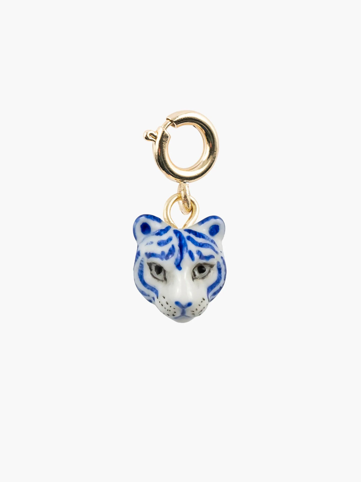 Charm Tigre bleu et blanc en porcelaine Nach
