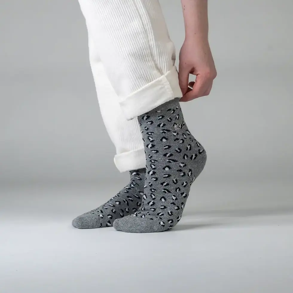 Miniature : Chaussettes fantaisie motif léopard gris Billybelt vues de profil