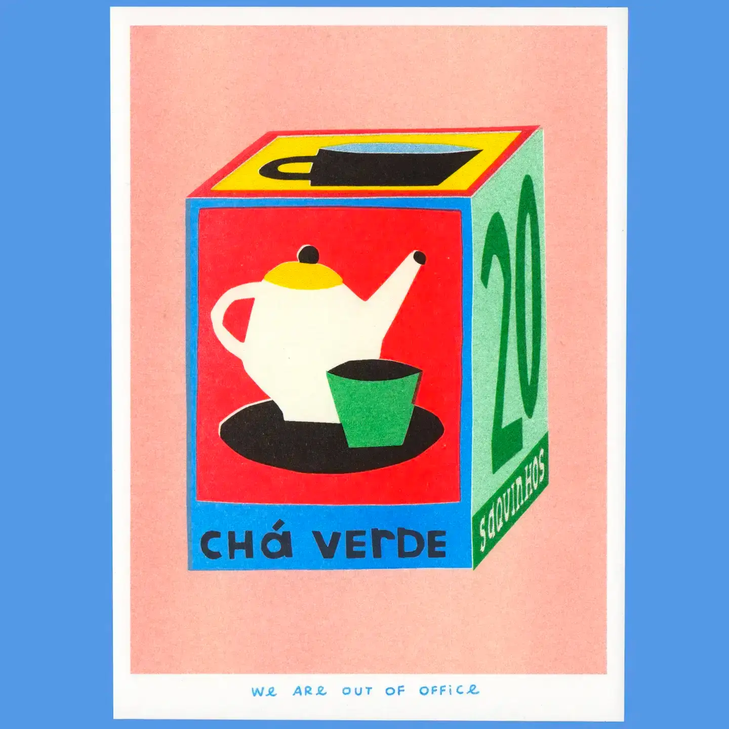 Affiche Risographie Boîte de thé Chá Verde