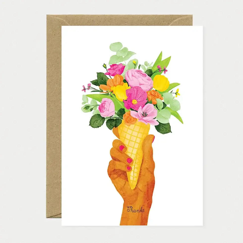 Carte de voeux Cornet de fleurs