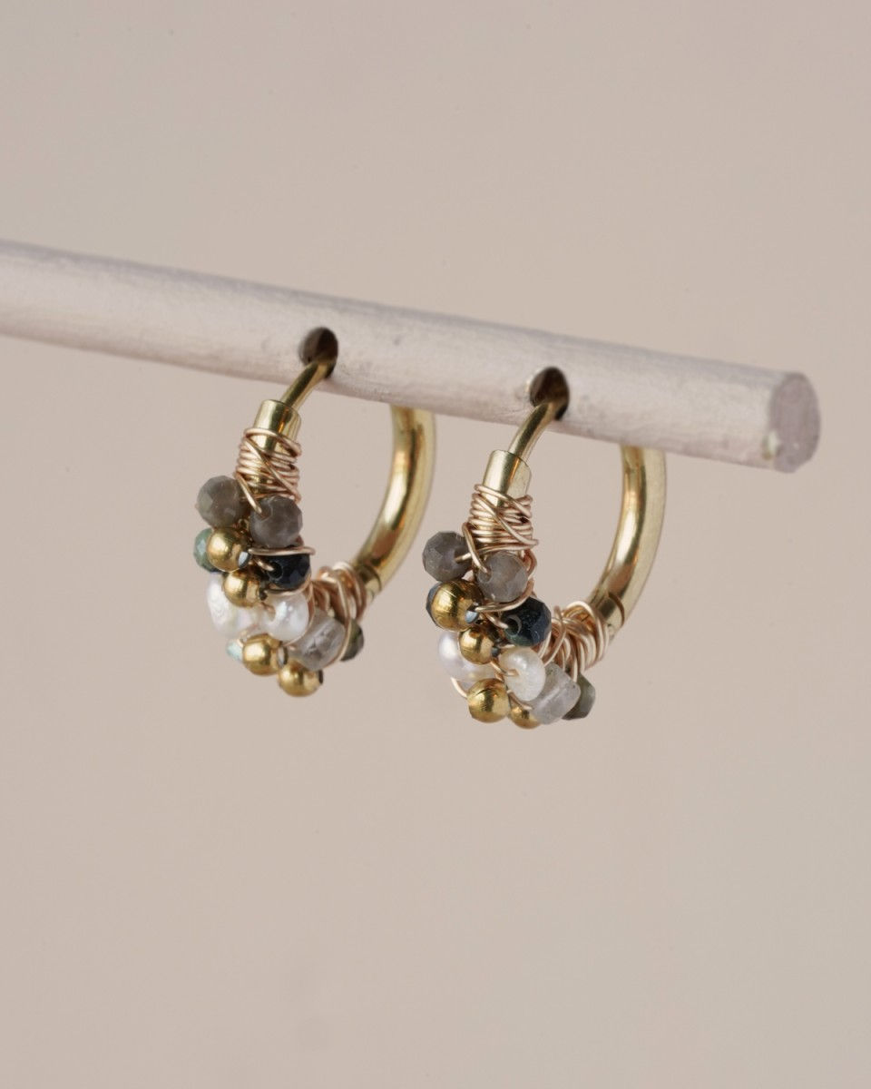 Mini-créoles 12 mm Labradorite en pierres – Muja Juma