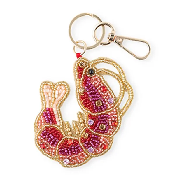 Porte-clés crevette en perles artisanales fabriqué en Inde
