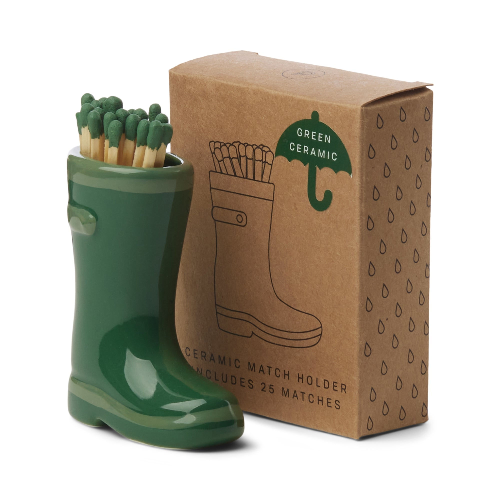 Porte-allumettes botte Wellington verte en céramique
