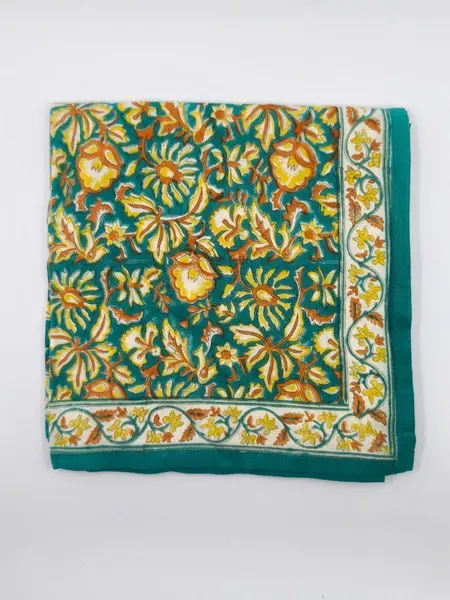 Miniature : Foulard indien femme Flowers bleu pétrole Nayda Diaries, imprimé bleu pétrole