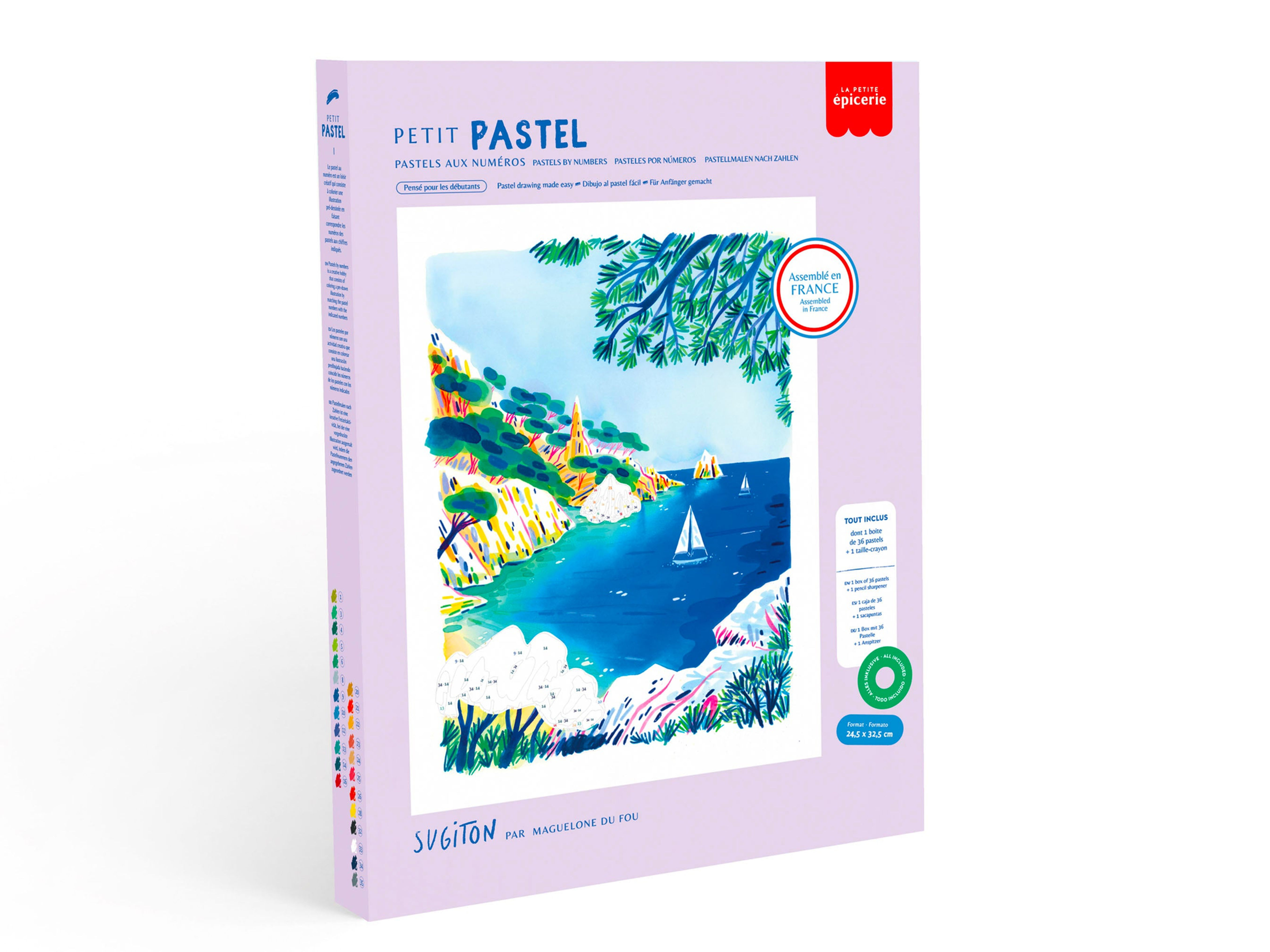 Pastel au numéro Sugiton – Petit Pastel : coffret avec falaises, pins et mer de la calanque de Sugiton