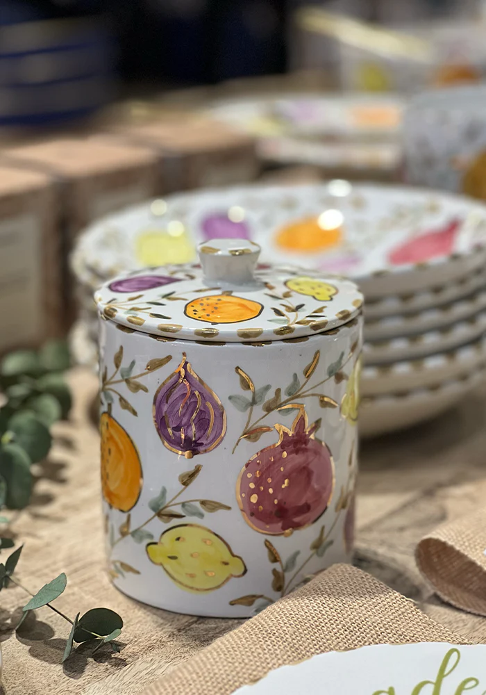Boîte céramique avec couvercle Multifruits Gold Tutti Frutti Chabi Chic