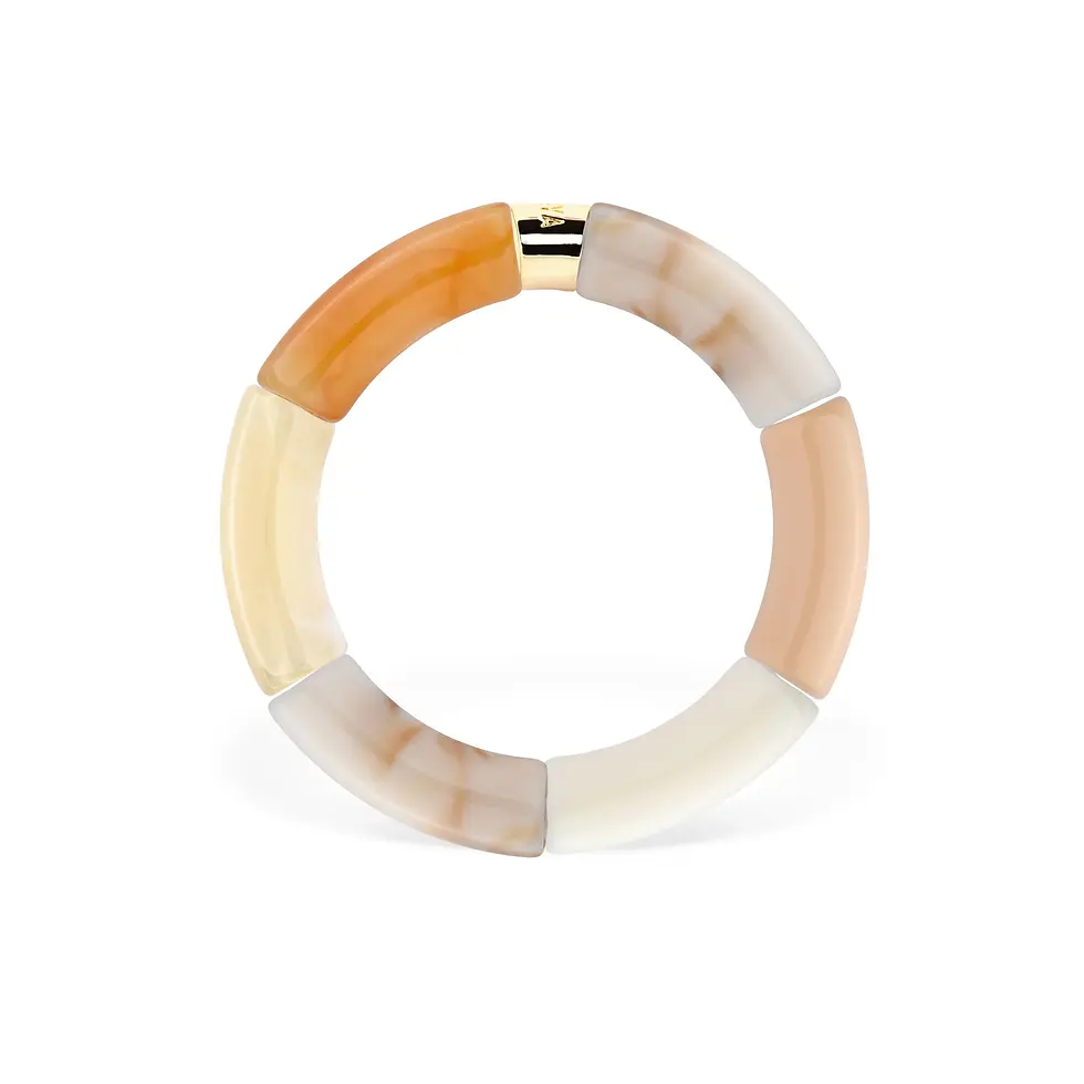 Miniature : Bracelet Pipoca Neve Parabaya – bijou beige et nacré fait main