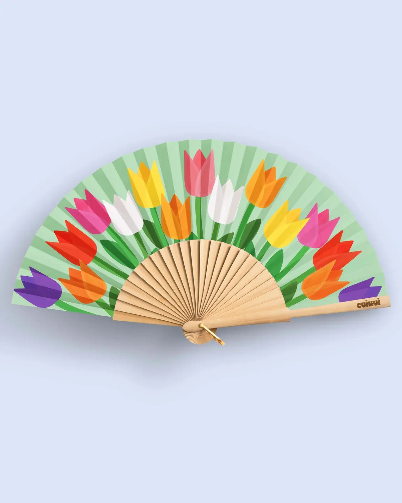 éventail tulipes Cuikui fleurs colorées accessoire été
