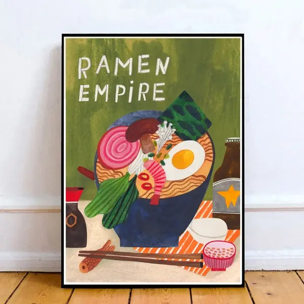 Miniature : Affiche Ramen Empire accrochée au mur – décoration japonaise moderne