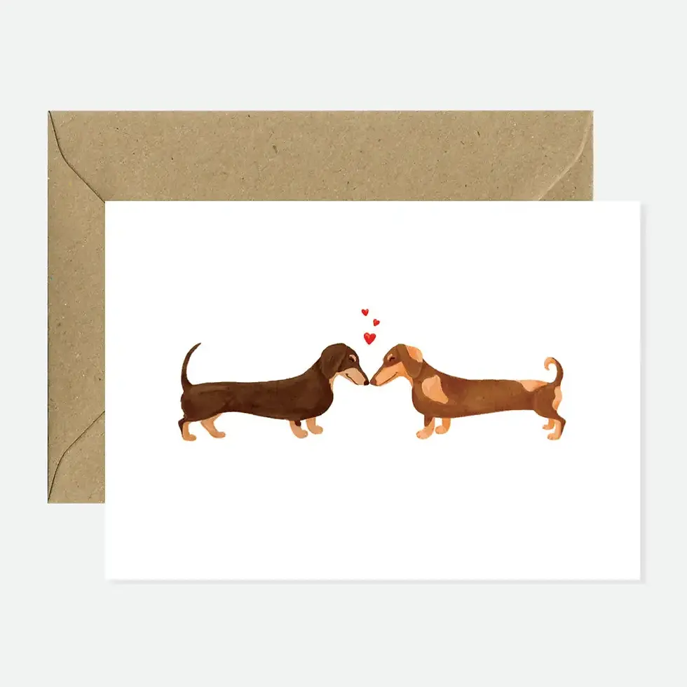 Carte de voeux Amours de teckel