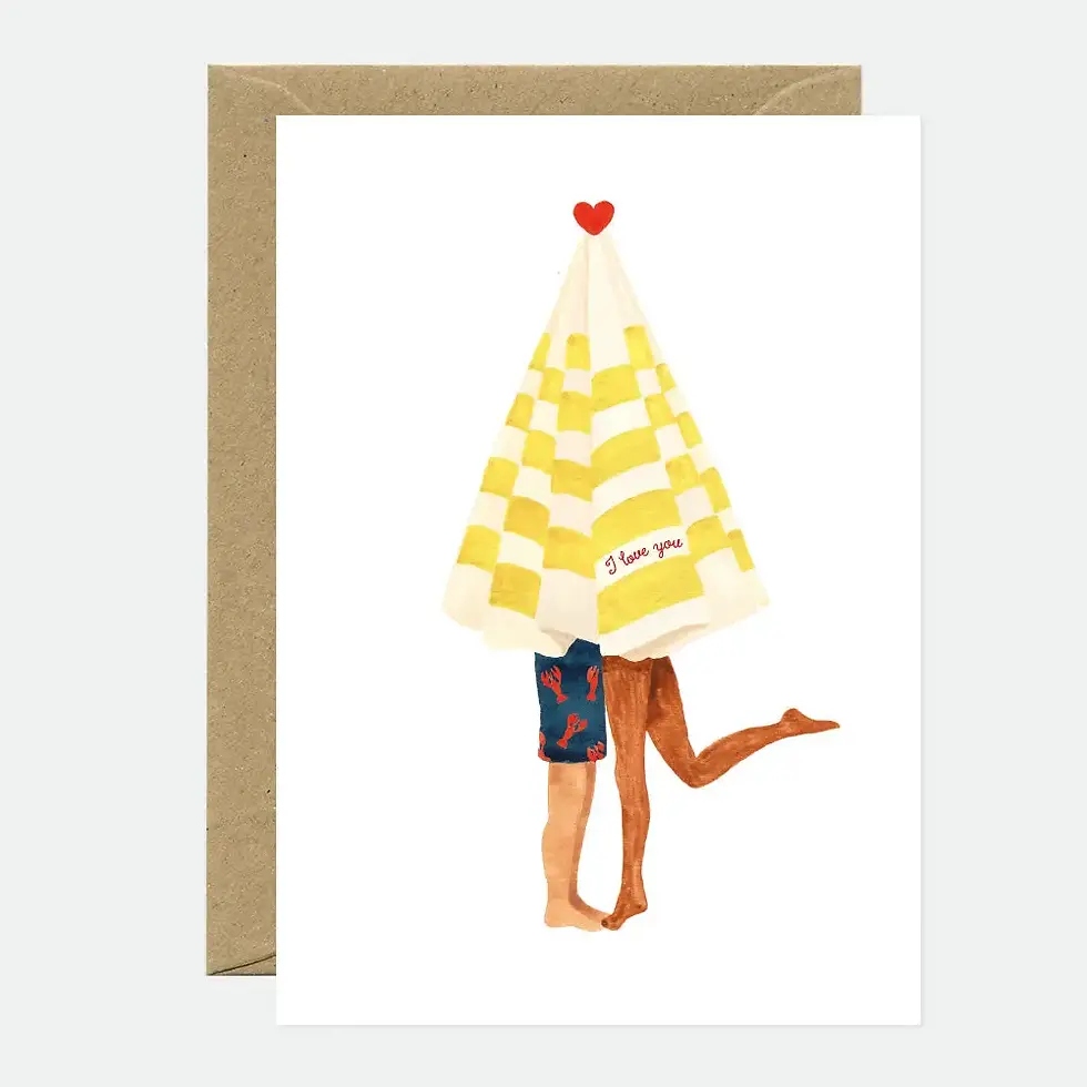 Carte de voeux Amour sous parasol
