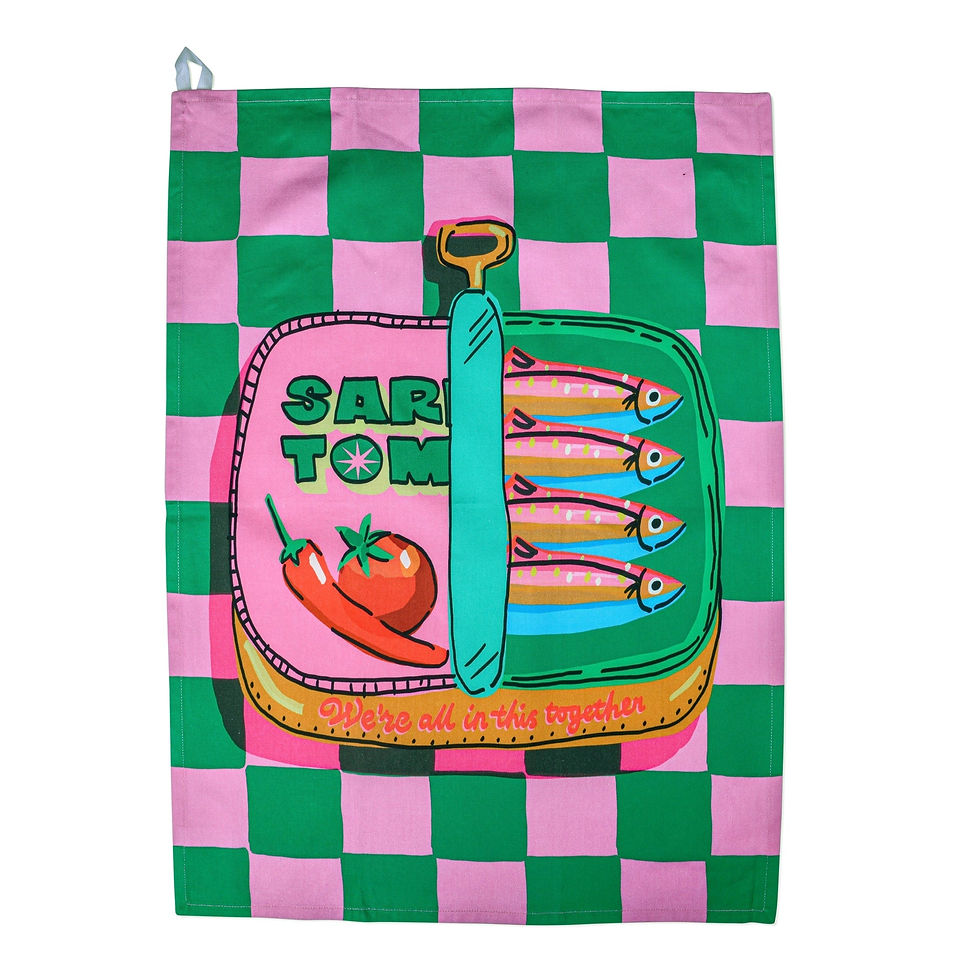 Torchon Hijinx Sardines en coton, format 70 × 51 cm