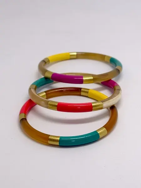Miniature : Bracelet en corne de buffle avec détails dorés collection Roller