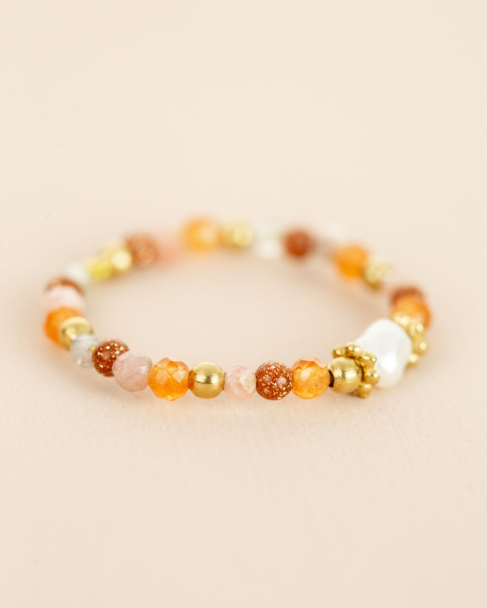 Miniature : Bague Muja Juma My Heritage en pierres naturelles et perle blanche