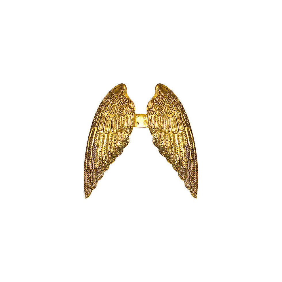 Décoration murale en forme de paire d’ailes d’ange dorées aux plumes gravées
