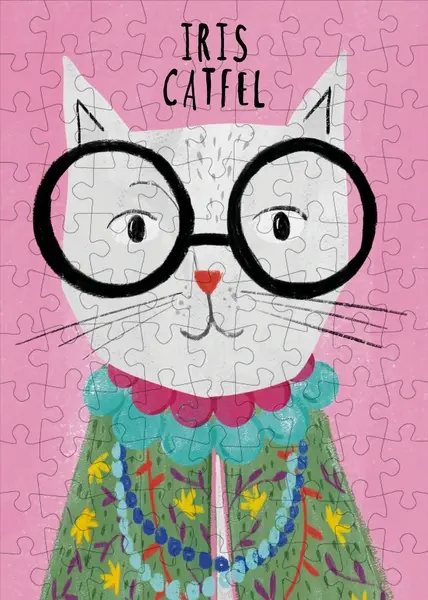 Mini Puzzle Happily Iris Catfel avec chat arty aux lunettes rondes