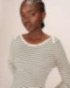 Pull ecru col bateau rayures SAMEDI