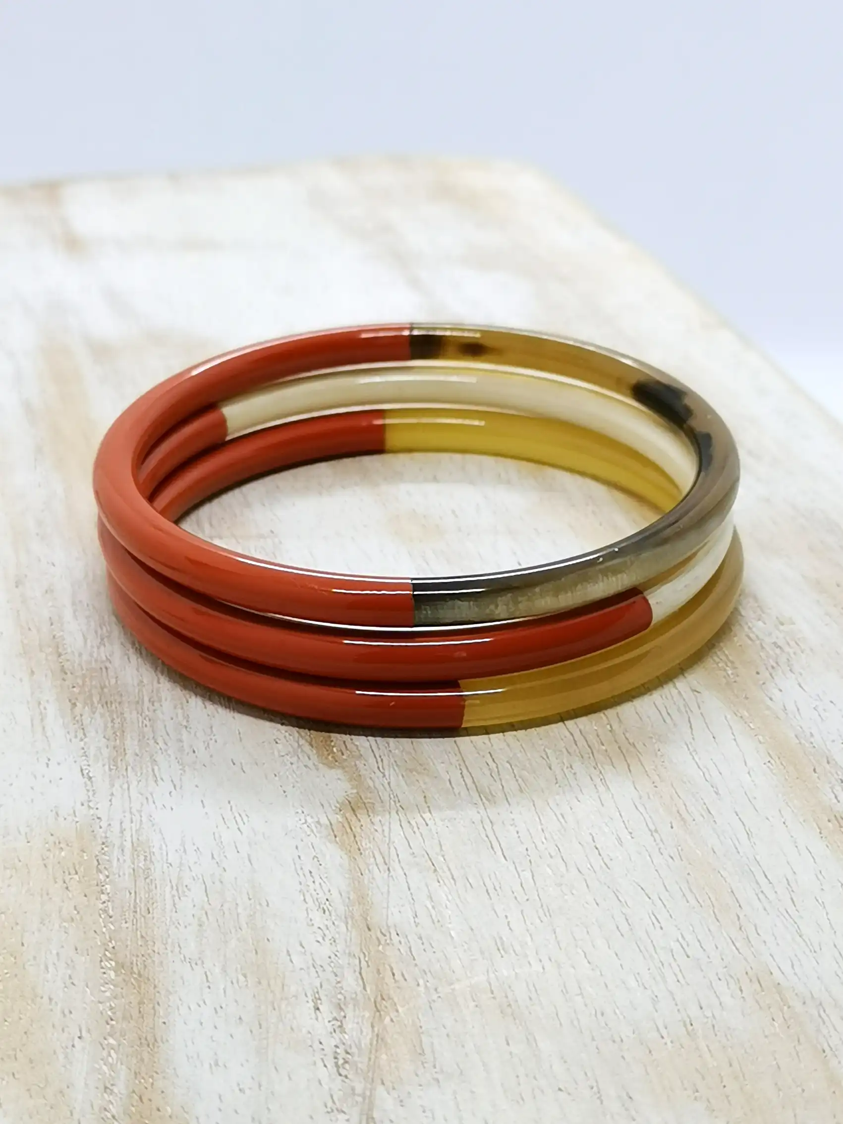 Bracelet Jonc En Corne Artisanat Népal - Ethnique, Unisexe, Marron, Neuf Avec étiquettes