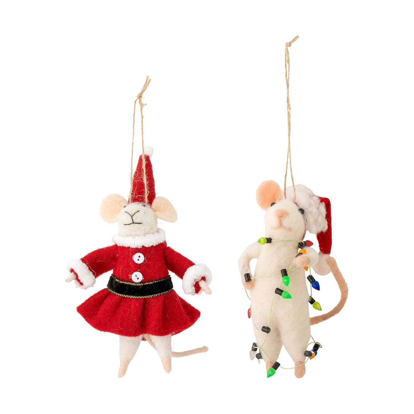 Lot de 2 figurines peluche souris de Noël main image 1