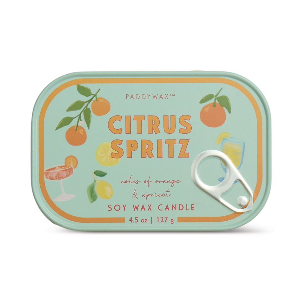 Bougie Bistro Citrus Spritz en boîte métal – Orange & abricot
