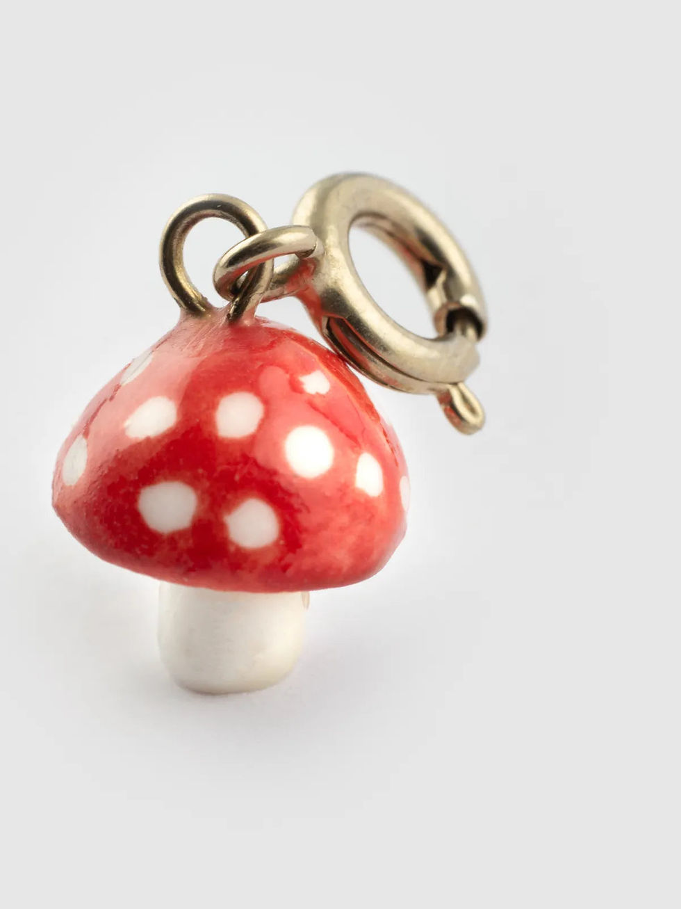 Charm Champignon Nach en porcelaine rouge et blanc peint à la main