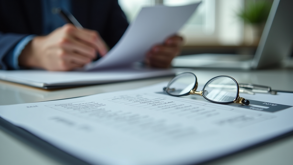 Close-up view of a person reviewing health insurance documents