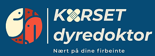 Logo for Korset Dyredoktor med plaster som en del av oppbygningen, og som viser flere dyr; både hest, hund, katt, hamster