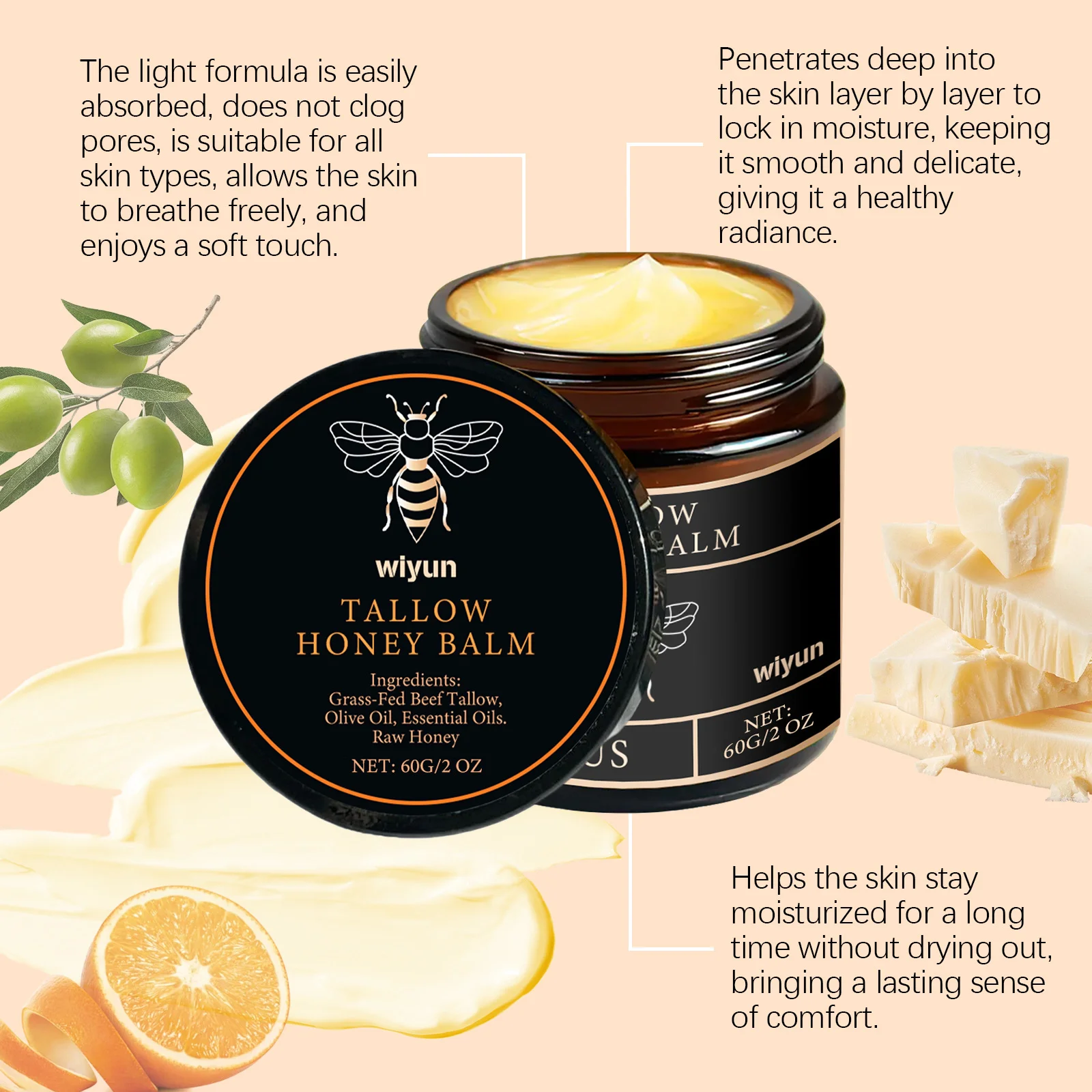 Beef Tallow Face Cream Improves Loose Skin Lasting Moisturizing Soothing Anti Ag