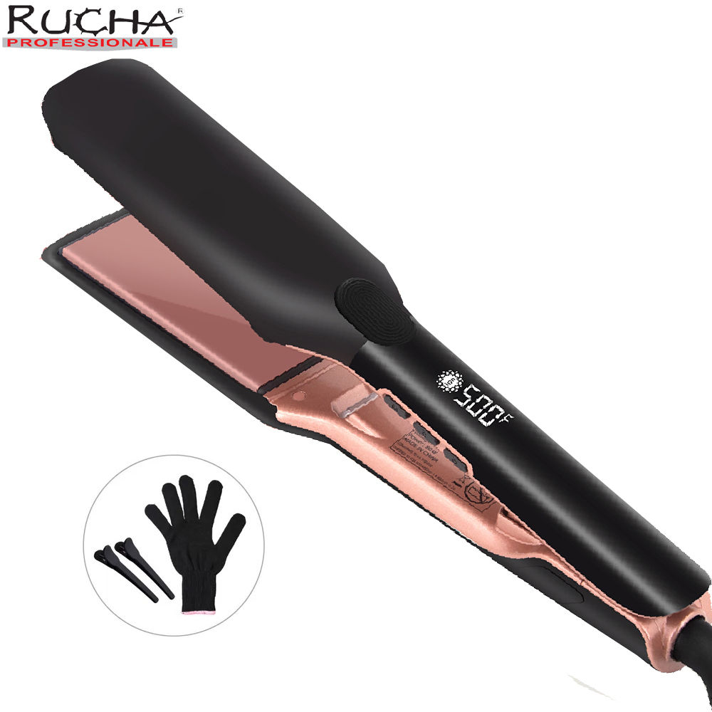 500F Hair Straightener High Temperature Flat Irons Wide Plate Plasma Ions for Ke