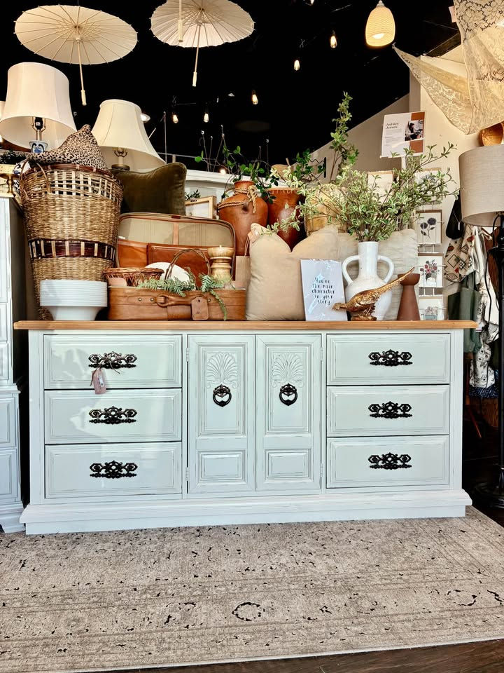 White Dresser with Carved Doors
