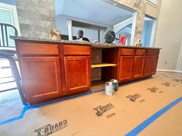 Kitchen cabinet refinish in Atlanta, GA - work in progress 1