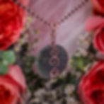Thumbnail: Green Seaweed Quartz Bead Pendant Secured in a Swirly Copper Frame