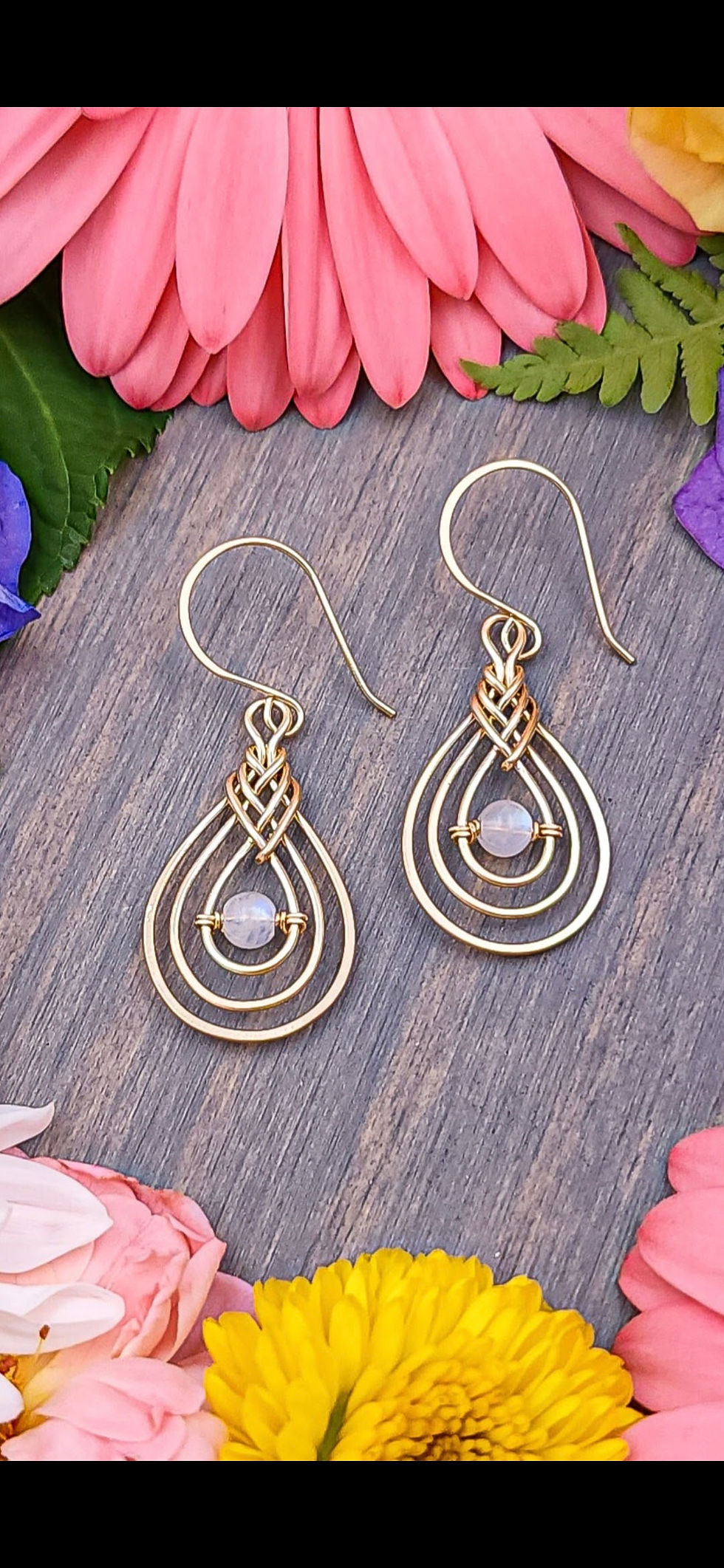 Thumbnail: Custom: Moonstone Earrings in Sterling Silver Wire on Stainless Steel hooks
