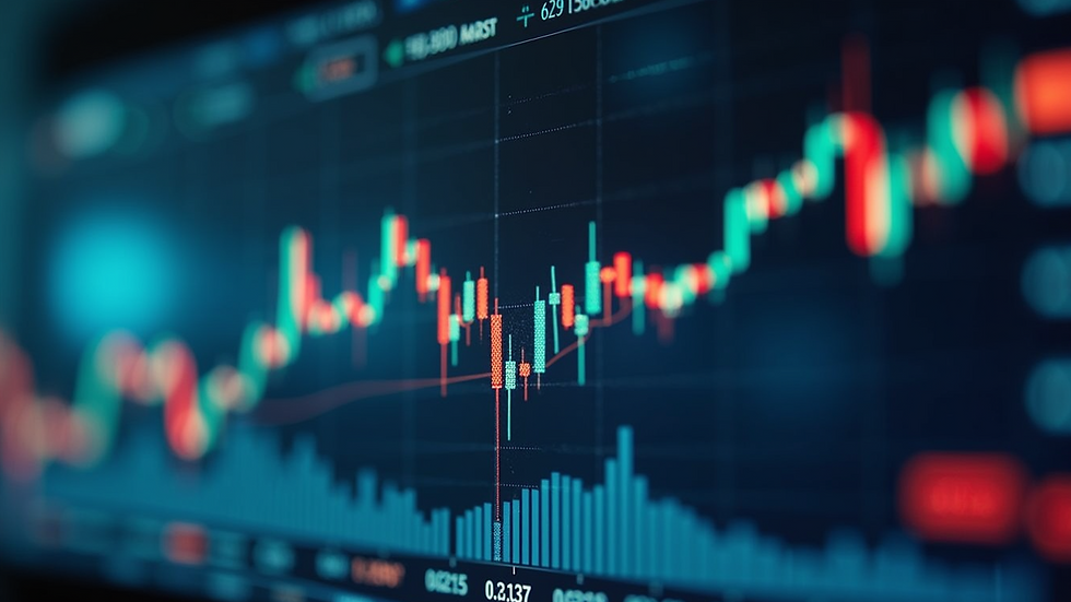 High angle view of a stock market graph showing fluctuations