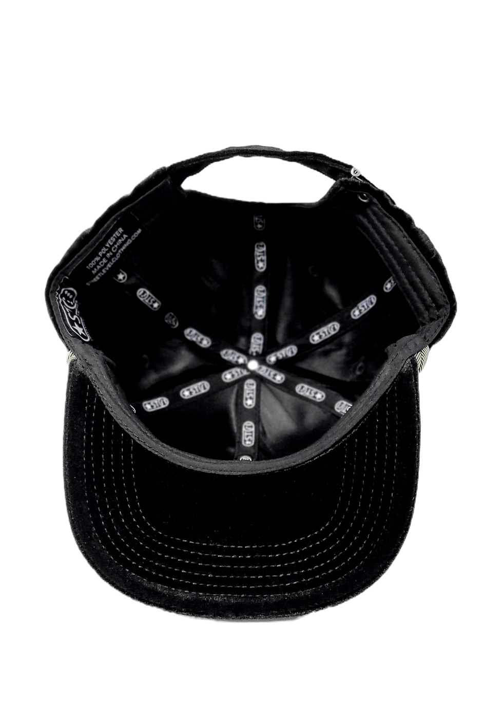 Thumbnail: Black / Silver Velour Golf Hat - Strap Back/ Adjustable