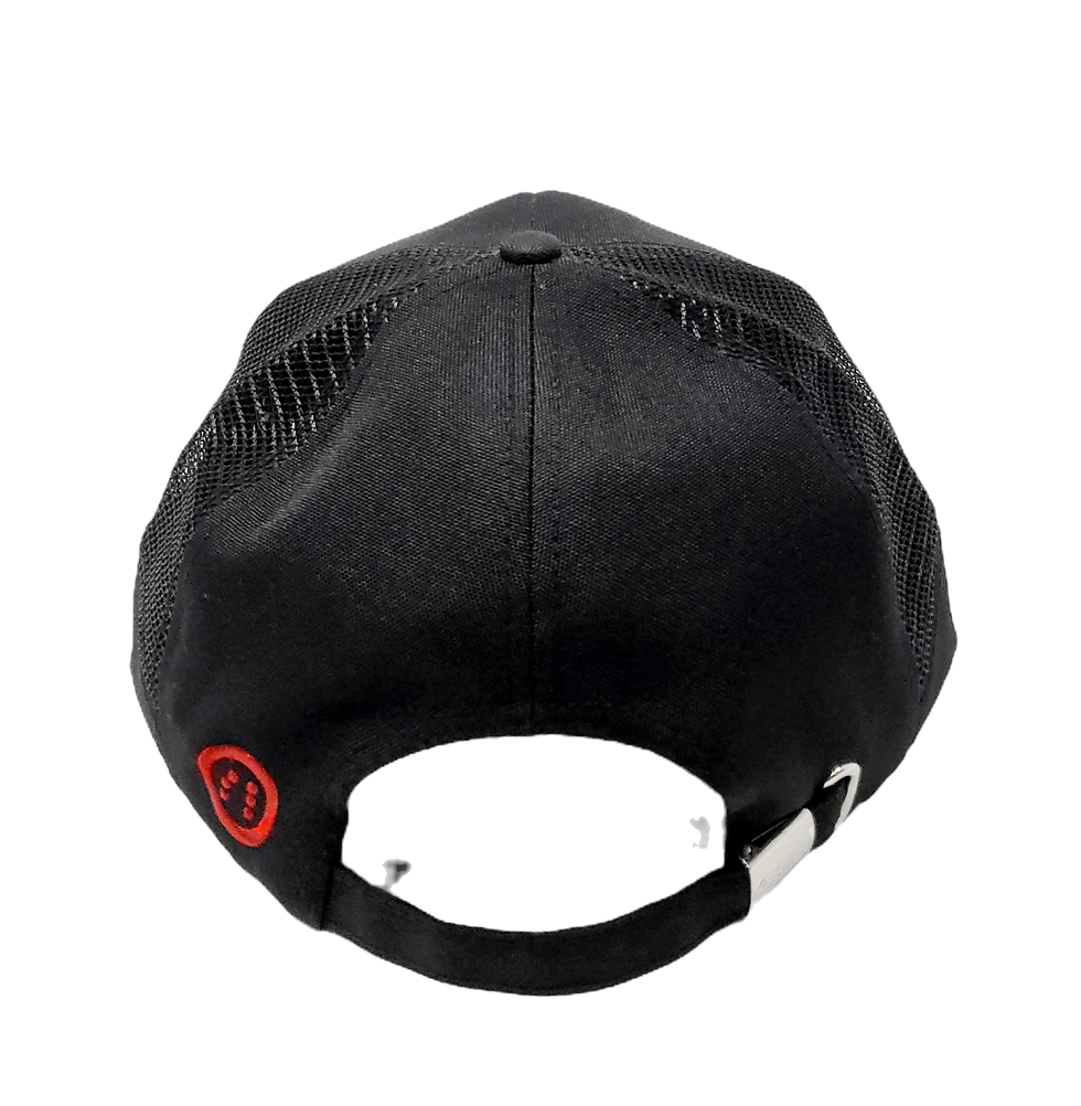 Thumbnail: Black / Red Mesh Side Panel Golf Hat - Strap Back/ Adjustable