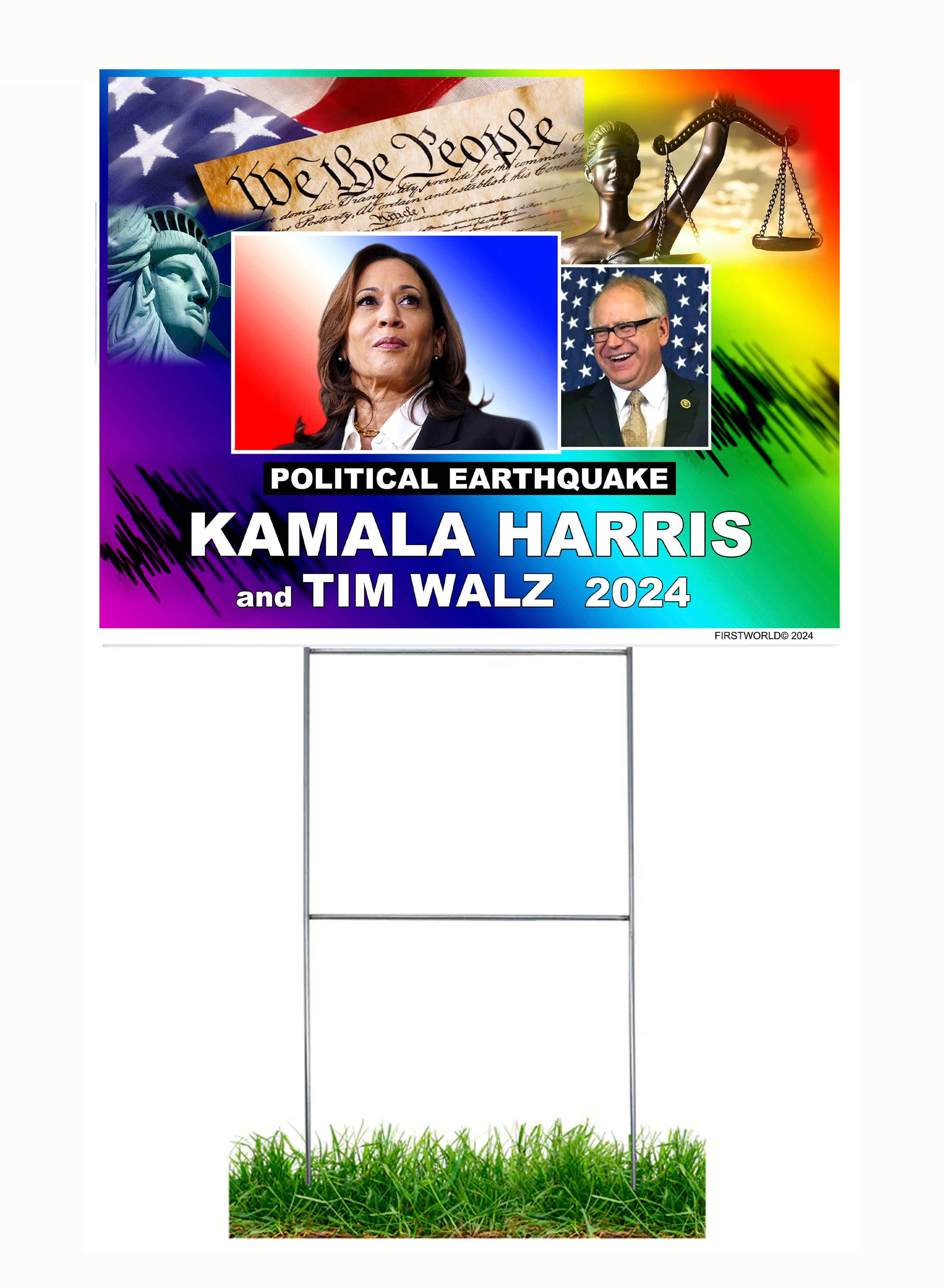 Kamala Harris Yard Sign with Holder