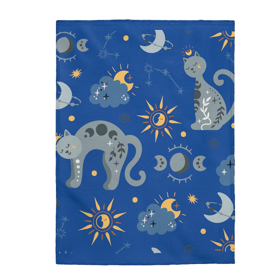 Thumbnail: Celestial Cat Velveteen Plush Blanket
