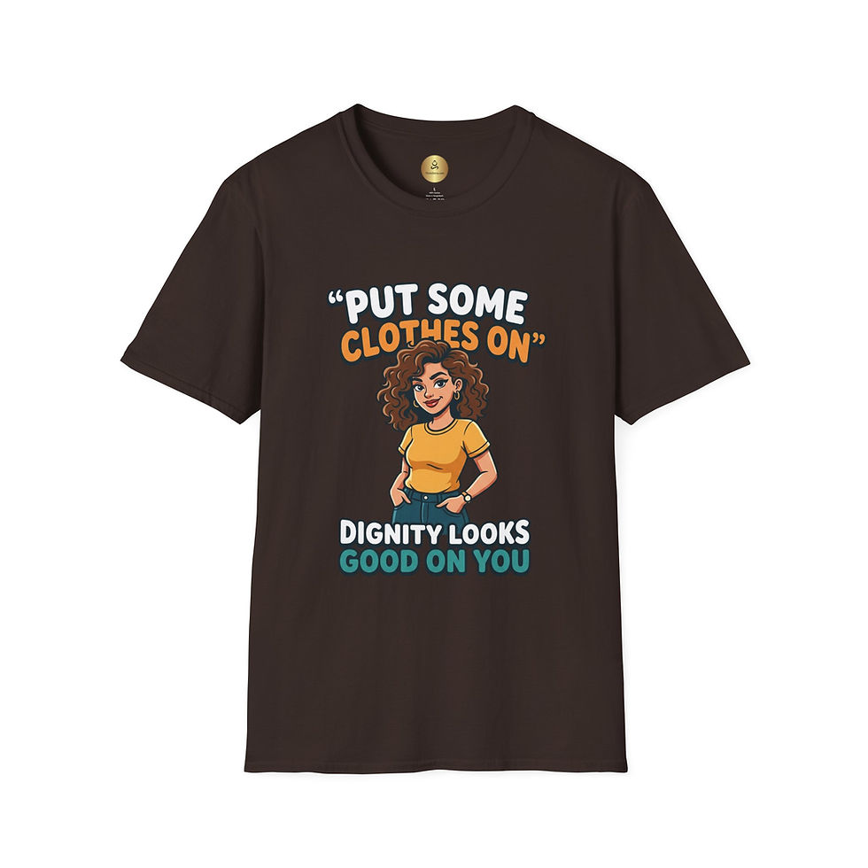 Thumbnail: Put Some Clothes On graphic tee | Woman/Man on the Back Illustration T-Shirt