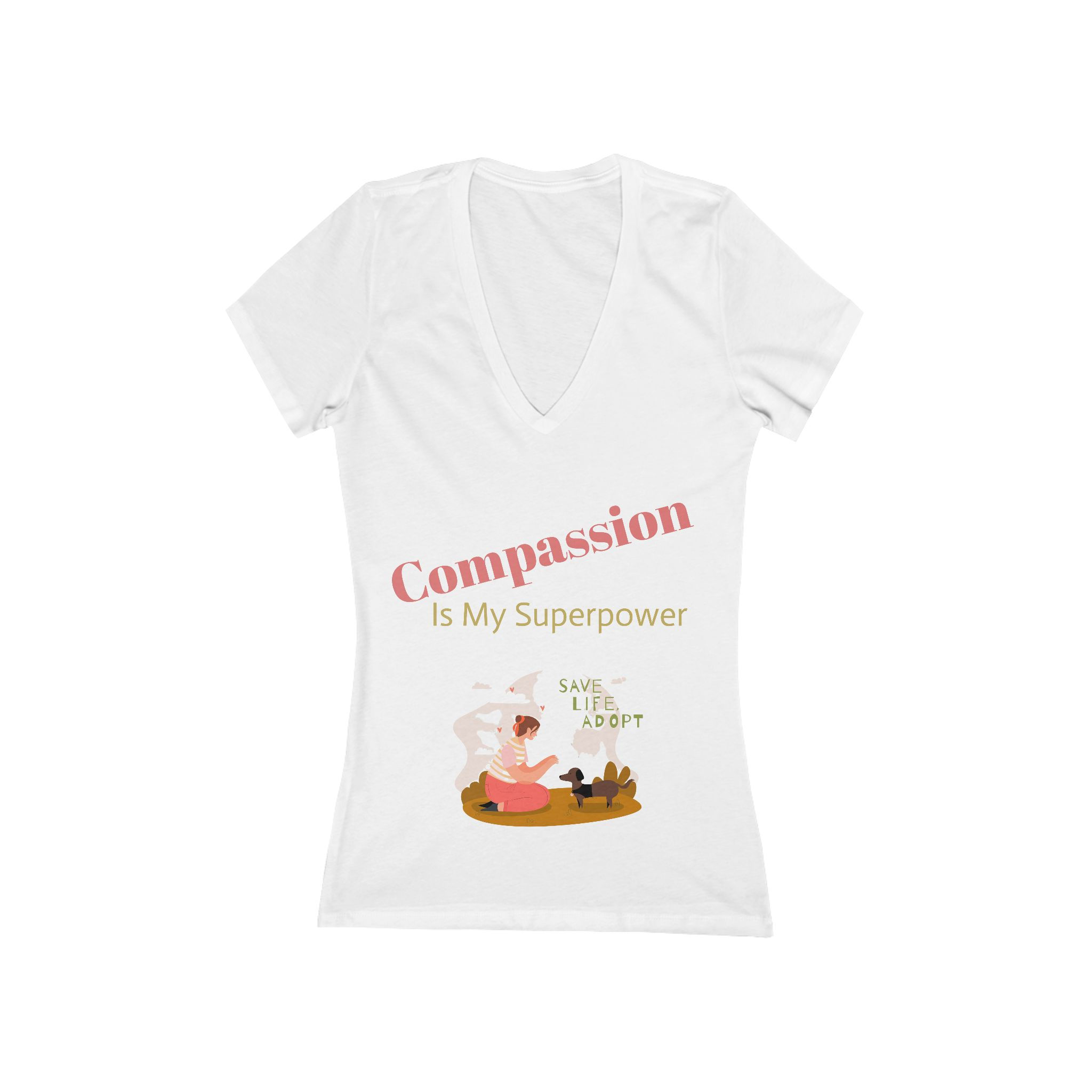 Compassion Is My Superpower V‑Neck Tee — Rescue & Adopt Shirt