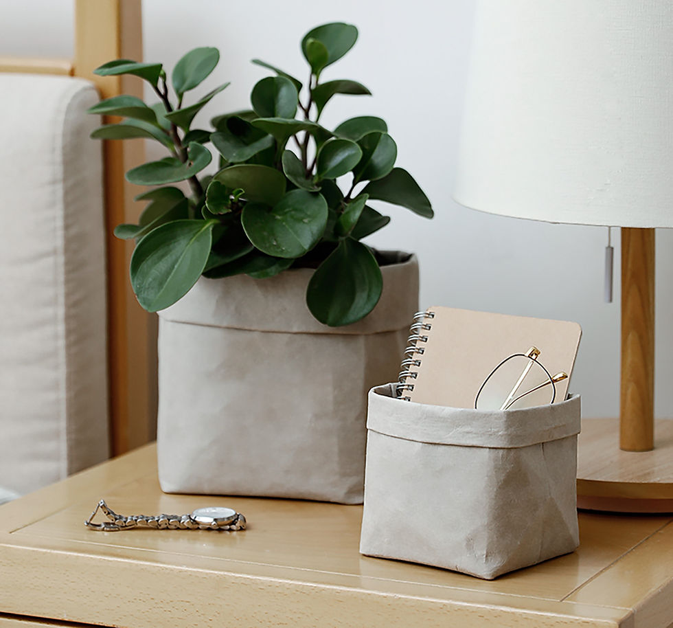 縮圖：LEKOCH Washable Grey Kraft Paper Storage Bag for Food Fruit Bread Reusable 2Pcs