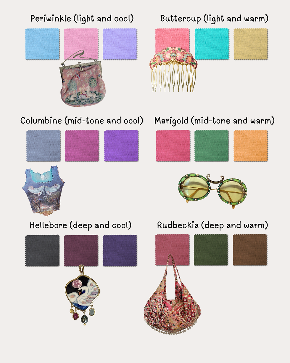 vintage color palettes for different colour types - Zazu Feu colour analysis